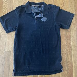 Harley-Davidson Mens Black Heavy Duty‎ Polo Cotton Shirt Size L